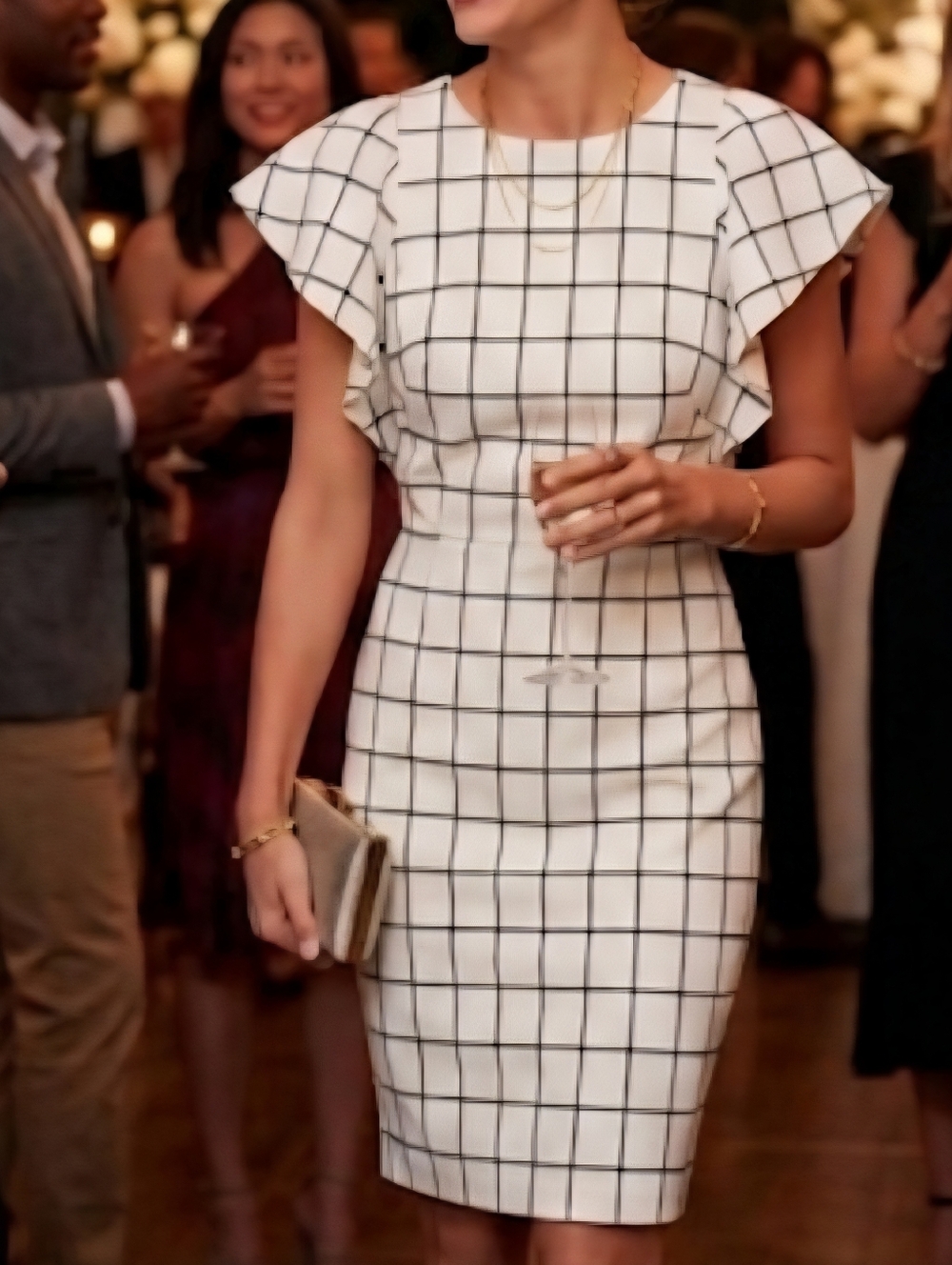 Lauren Ralph Lauren white and black windowpane dress size 2 lined knee length